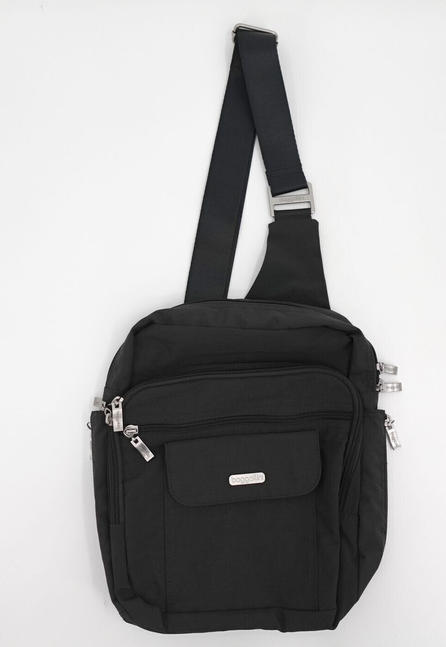 Baggallini Crossbody Bag Womens Black Nylon Multi Pocket Zipper Travel Shoulder
